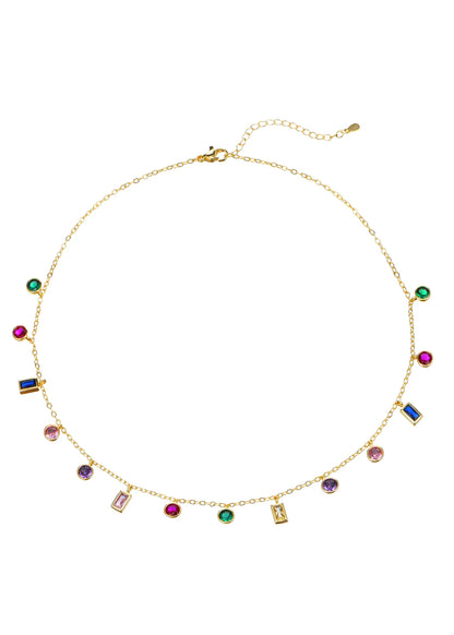 Colorful Crystal Golden Necklace