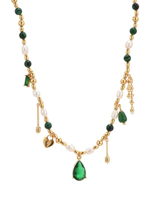 Green Romantic Golden Necklace