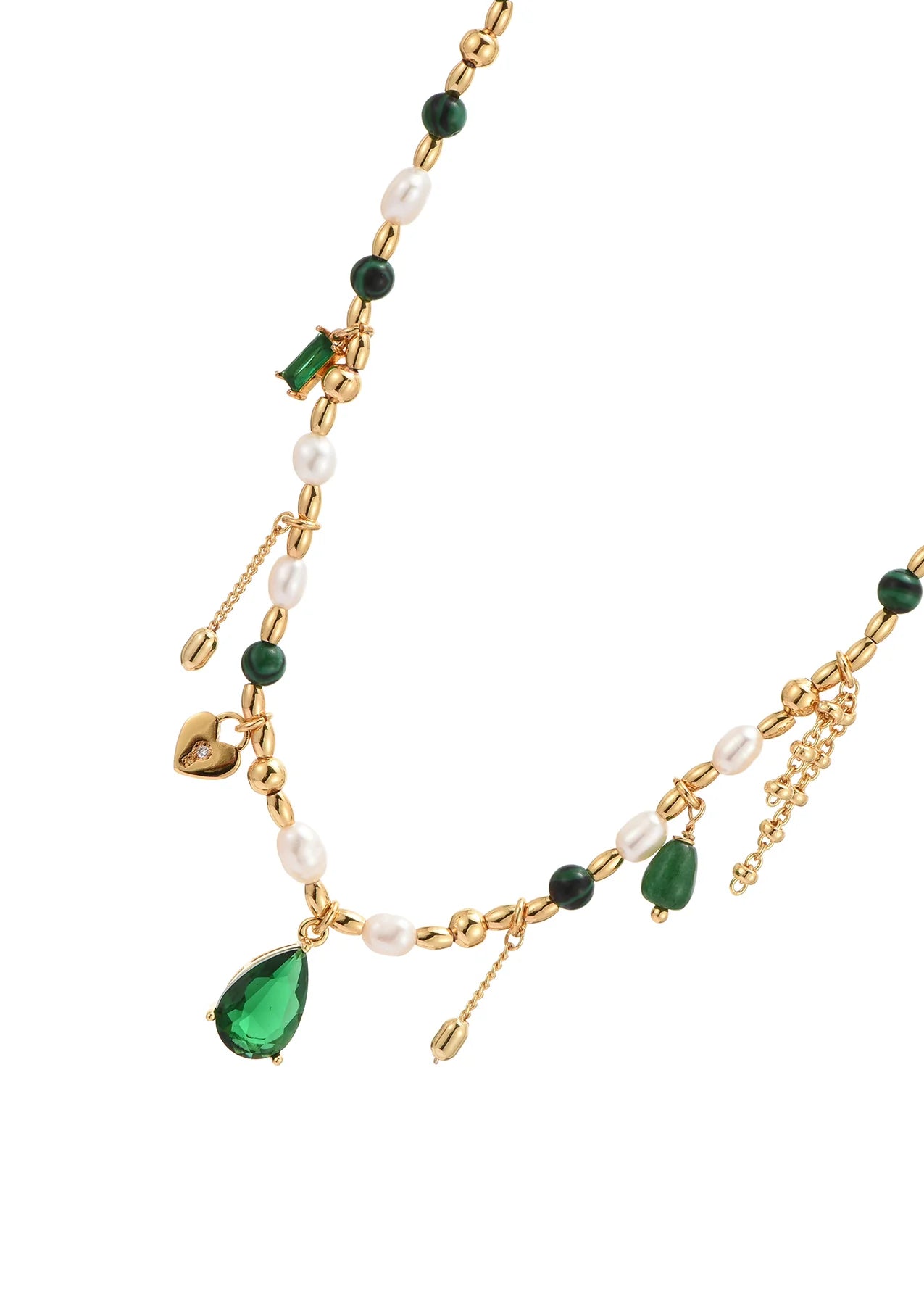 Green Romantic Golden Necklace