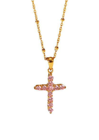 Rosy Gold Cross Necklace