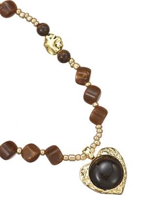 Brown Stone Golden Necklace