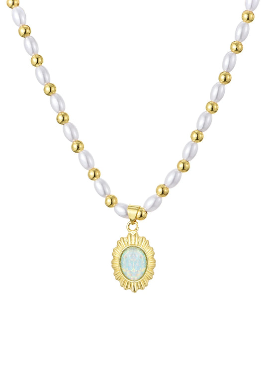 Camilla Blue Myth Pearl Golden Necklace