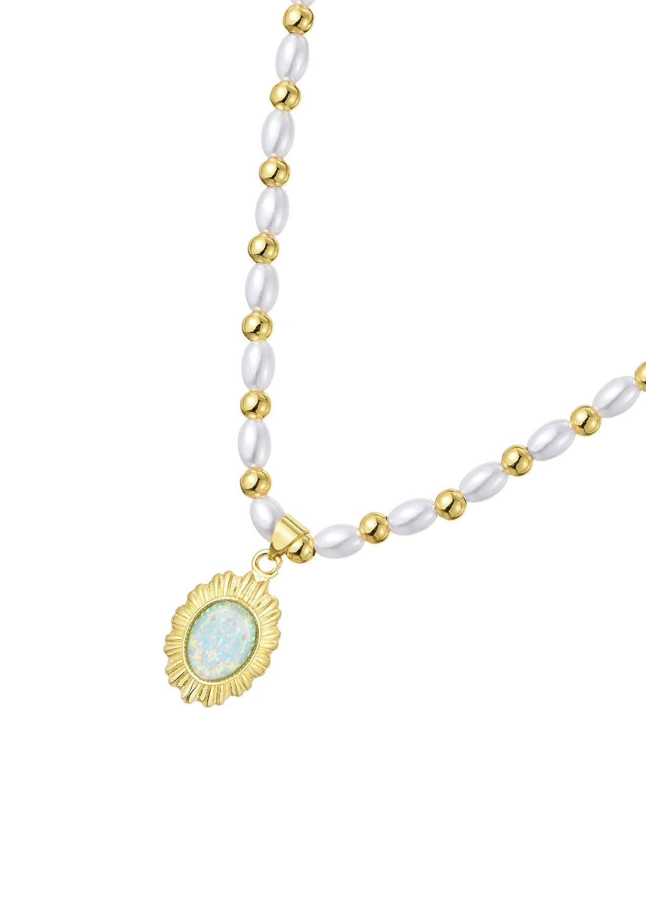 Camilla Blue Myth Pearl Golden Necklace