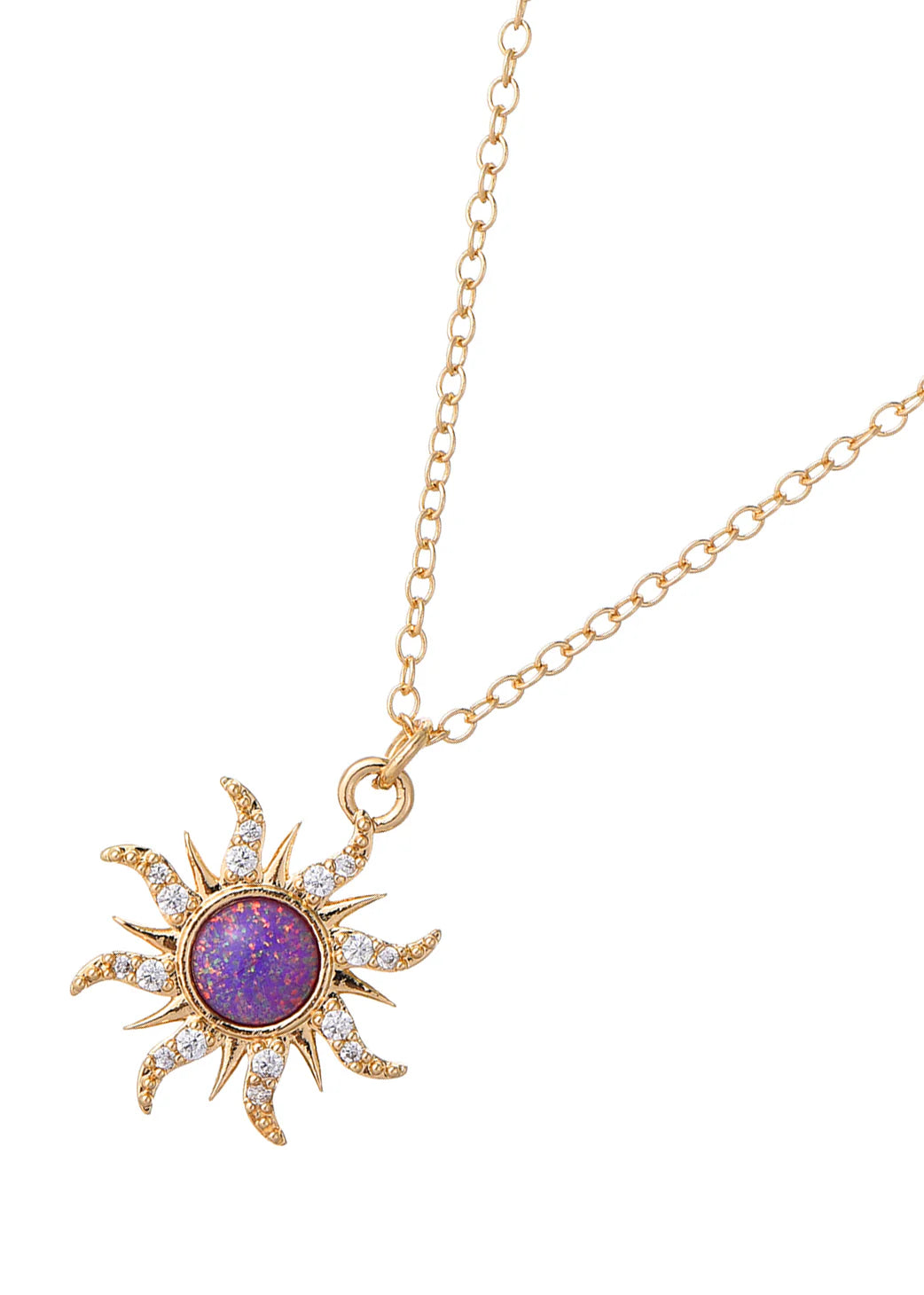 Kasey Pink Sun Opal Golden Necklace