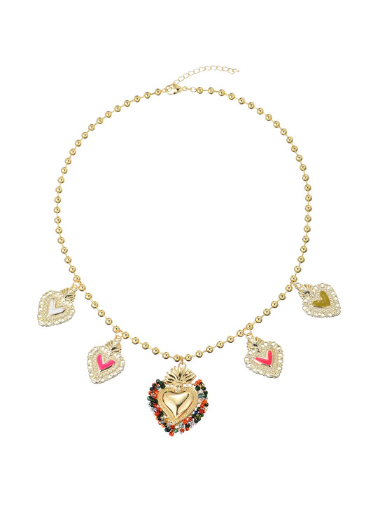 Coeur Ardent Heart Colorful Necklace