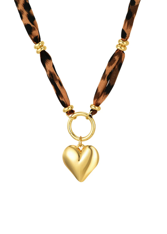 Leopard Silk Scarf Necklace