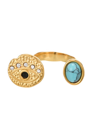 Eye Turquoise Stone Golden Ring