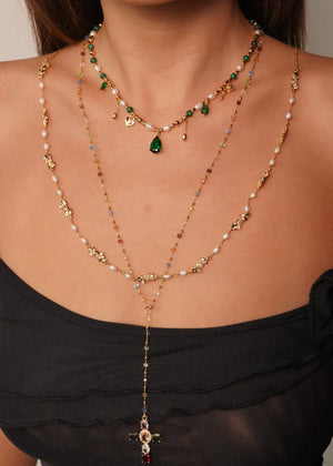 Green Romantic Golden Necklace